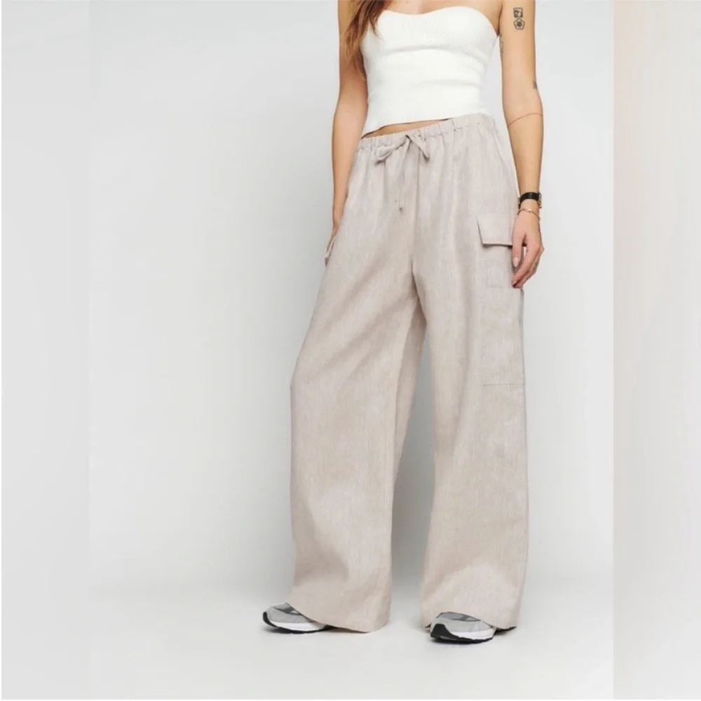 Reformation Ethan Linen Pant in Oatmeal